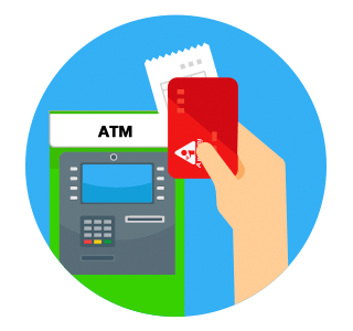 รอรับใบบันทึกรายการ และบัตรกดเงินสด A money